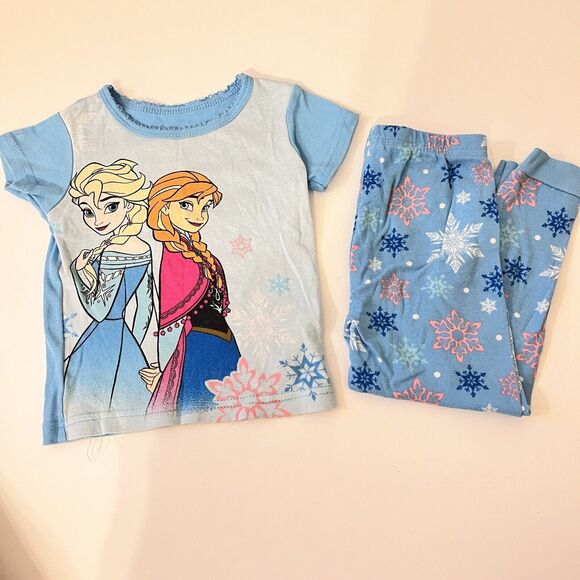 Disney Other - Disney Frozen Toddler Blue Elsa Anna Snowflake Shirt Pants Pajama Set PJs - 3T